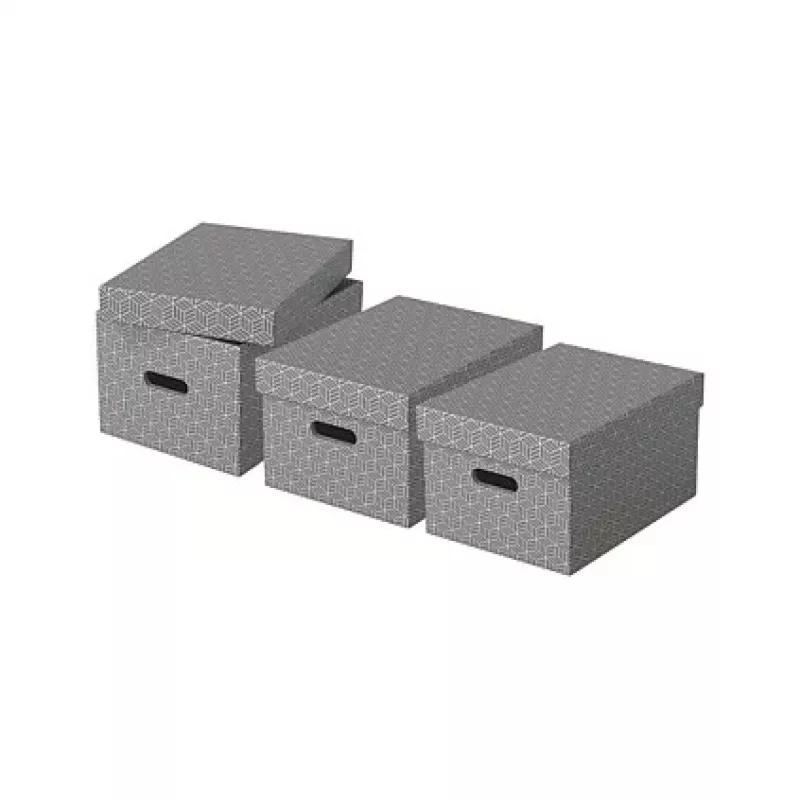 Esselte Home Úložný box M, 17,5 L, 26,5 x 36,5 x 20,5 cm, balenie 3 ks, biela/sivá (628283)
