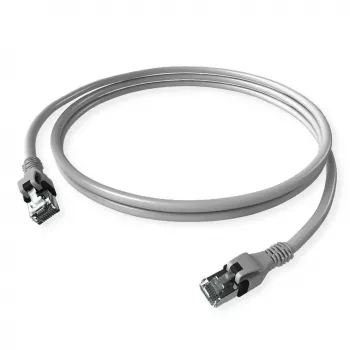 ZVK GmbH EasyLan PushPull Cat 6 STP patch kábel, RJ-45 konektor samec na RJ-45 konektor samec, 1 m, sivý, zaliaty chránič proti zlomeniu CPP1OACACA0010
