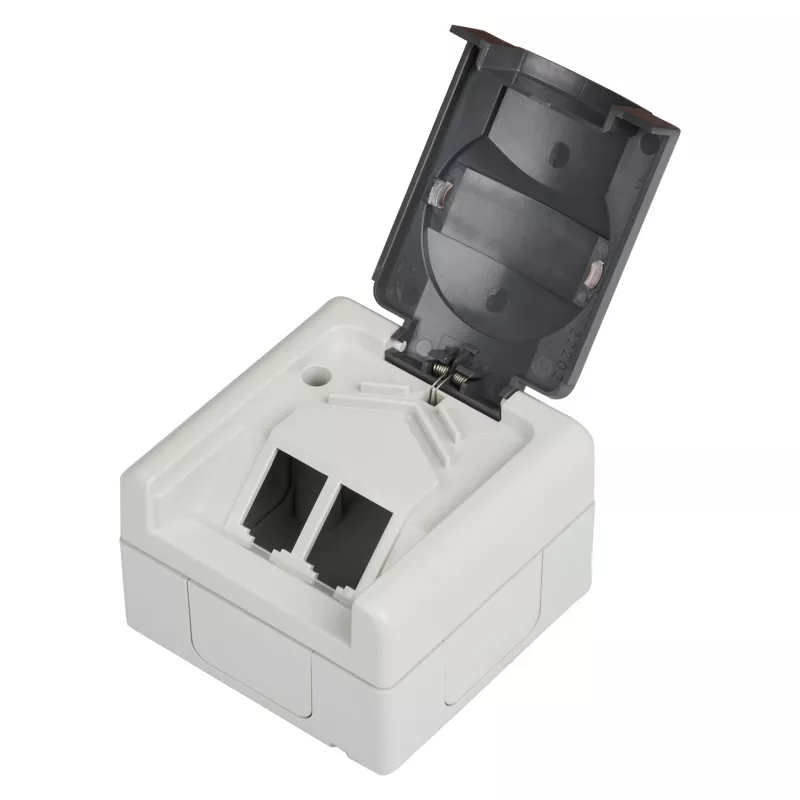 EFB ET-25020 nástenné vlhkotesné prázdne puzdro pre 2 Keystone moduly, IP44, sivé