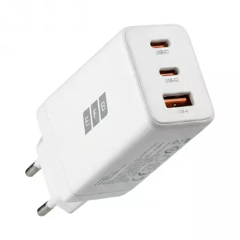 EFB Elektronik 65W GaN nástenná nabíjačka 2x USB-C + USB-A PD3.0 QC3.0 biela G651A2CE