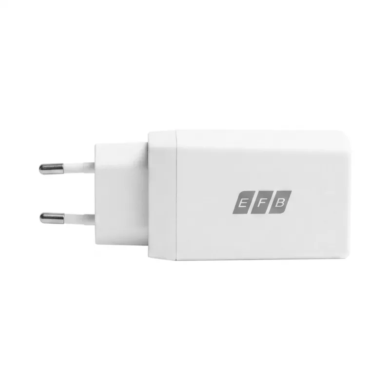 EFB Elektronik 65W GaN nástenná nabíjačka 2x USB-C + USB-A PD3.0 QC3.0 biela G651A2CE
