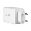 EFB Elektronik 65W GaN nástenná nabíjačka 2x USB-C + USB-A PD3.0 QC3.0 biela G651A2CE