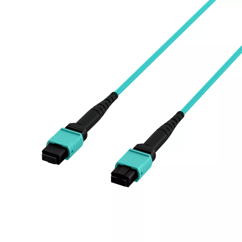 EFB Elektronik MPOF12MPOFOM3-2 MPO-PLUS konektor samica na MPO-PLUS konektor samica OM3 12-vláknový typ B LSZH Aqua patch kábel, 2 m