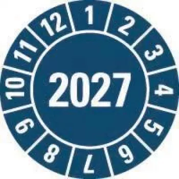 HEIN Industrieschilder kontrolná plaketa 2027, modrá, samolepiaca fólia, okrúhla 20 mm, 500 na rolku 189463