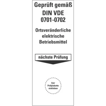 HEIN 178140 skúšobná etiketa pre DIN VDE 0701-0702, samolepiaca, žltá, 50 x 25 mm, 100 etikiet