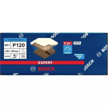 Bosch Accessories 2608901643 brúsne listy pre multitool brúsku, zrnitosť 120, 150 x 100 mm, balenie 50 ks