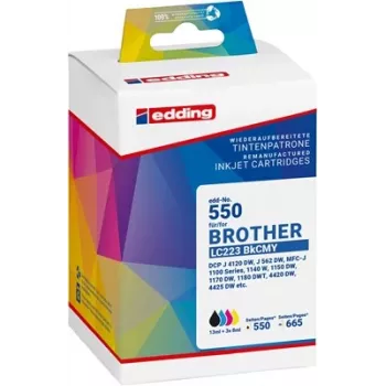 Edding 18-550-01 kompatibilná sada atramentových náplní pre Brother LC-223BK/C/M/Y (čierna, cyan, magenta, žltá, balenie 4 ks)