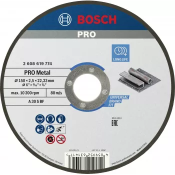 Bosch Standard for Metal rezací kotúč 150 mm x 1,6 mm x 22,23 mm, rovný, oxid hlinitý, 1 kus 2608619774