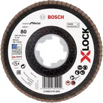 Bosch Accessories 2608619805 Expert for Inox X-LOCK rezací kotúč, 125 mm x 1,0 mm, zrnitosť 60, nehrdzavejúca oceľ, 1 kus