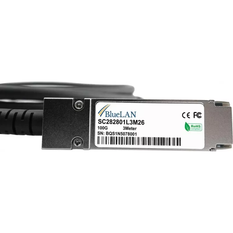 BlueLAN R1N34A kompatibilný 100G QSFP28 Direct Attach medený kábel, 0,5m, 30 AWG, pasívny R1N34A-BL
