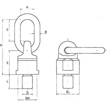 Wiedenmann závesné oko s krúžkom M16x32 TF 1,5t GÜ8 360° otočné červená 55wawk1500-m16x32