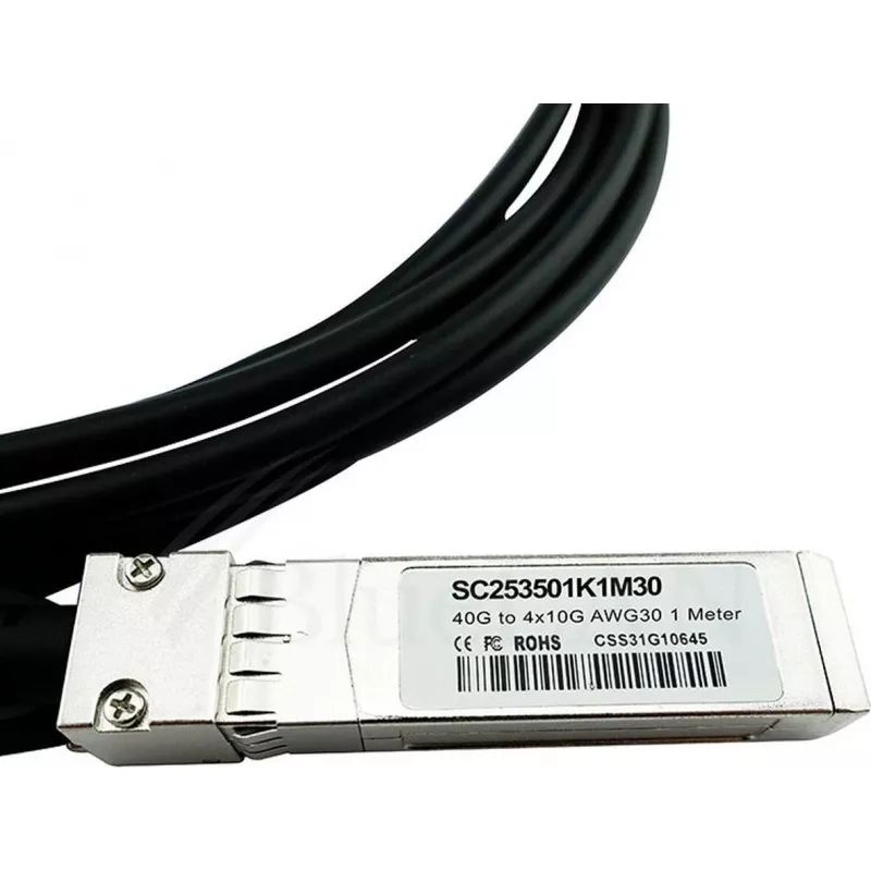 BlueLAN LSWM1QSTK3-BL 40GBASE-CR4 QSFP na 4x10GBASE-CR SFP+ pasívny Direct Attach breakout kábel, 1m, AWG30
