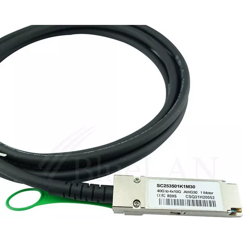 BlueLAN LSWM1QSTK3-BL 40GBASE-CR4 QSFP na 4x10GBASE-CR SFP+ pasívny Direct Attach breakout kábel, 1m, AWG30