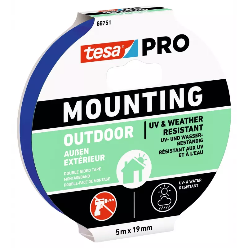 tesa Montage PRO Outdoor 66751-00001-00 transparentná montážna páska, 5 m x 19 mm, 1 rolka