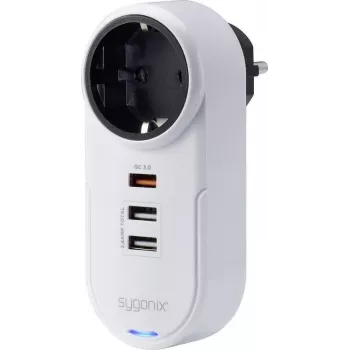 Sygonix SY-4512994 Schuko medzikonektor s 2 USB nabíjacími portami, biela