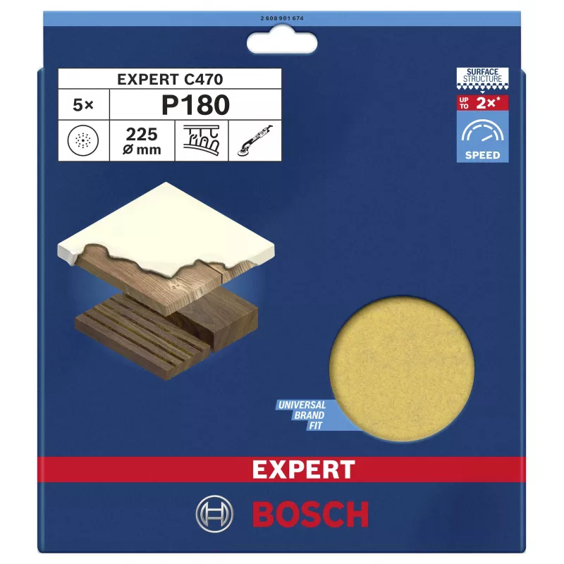 Bosch Expert M480 sadrokartónové brúsne kotúče P180 225 mm balenie 5 ks 2608901674