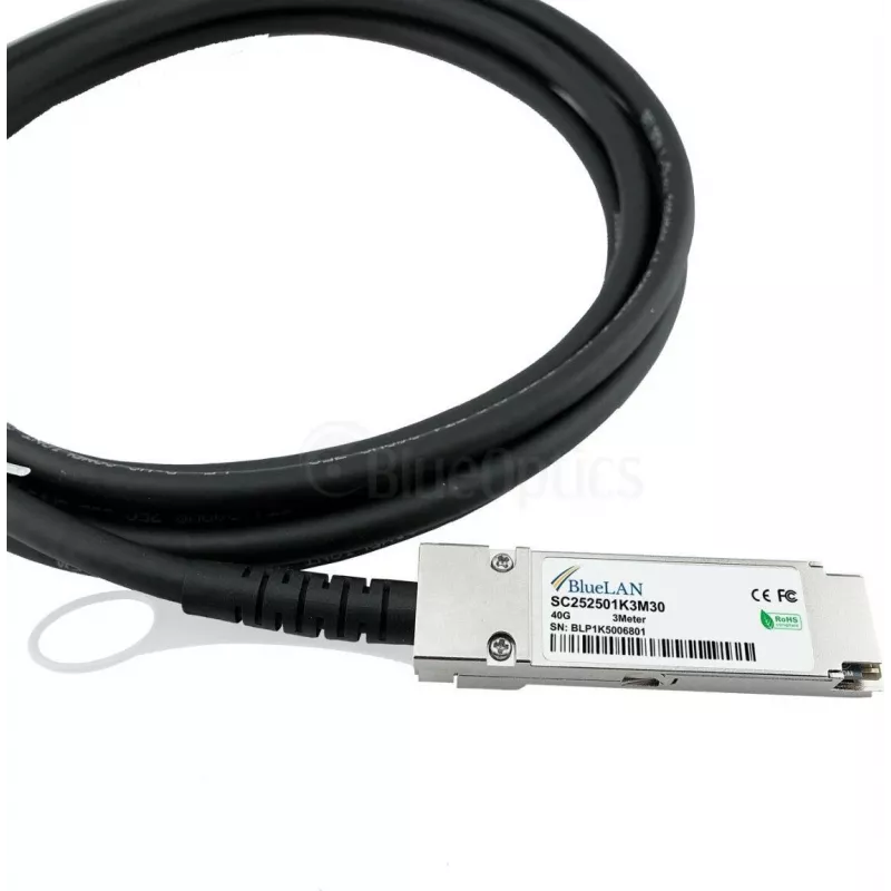 BlueLAN 40G QSFP+ priamy medený kábel 30m - pasívny, LSZH, 24 AWG CAB-NIC40G30M-QSFP-BL