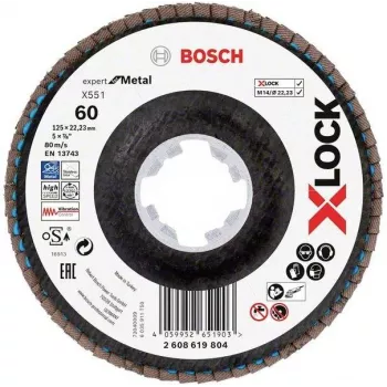 Bosch X-LOCK R780 Best for Inox lamelový brúsny kotúč 125 mm P60 zirkónový korund kužeľový typ 29 2608619804