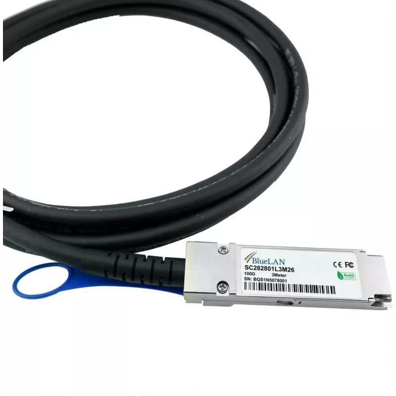 BlueLAN QSFP28 100G Direct Attach medený kábel 0,5m QSFP28-100G-CU50CM-BL