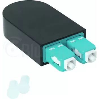 BLUELAN BlueOptics LWL Loopback adaptér OM3 50/125µm Multimode SC/UPC Duplex, aqua/tyrkysová, keramická ferula, -40°C až +85°C (BOLBSCOM3)
