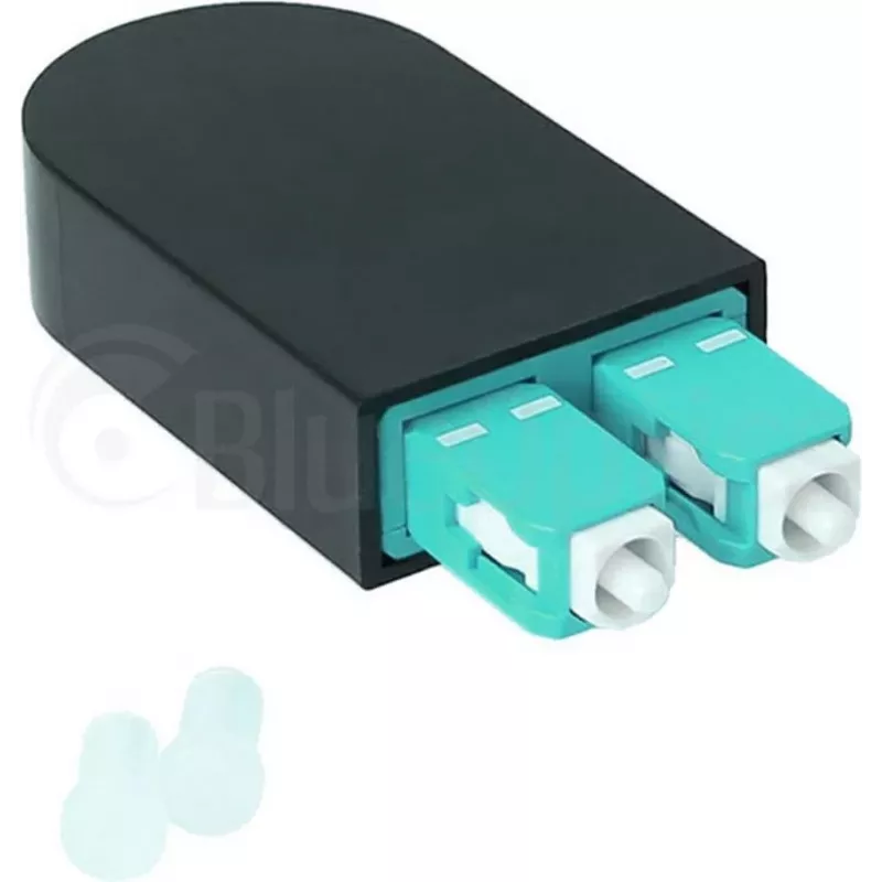 BLUELAN BlueOptics LWL Loopback adaptér OM3 50/125µm Multimode SC/UPC Duplex, aqua/tyrkysová, keramická ferula, -40°C až +85°C (BOLBSCOM3)
