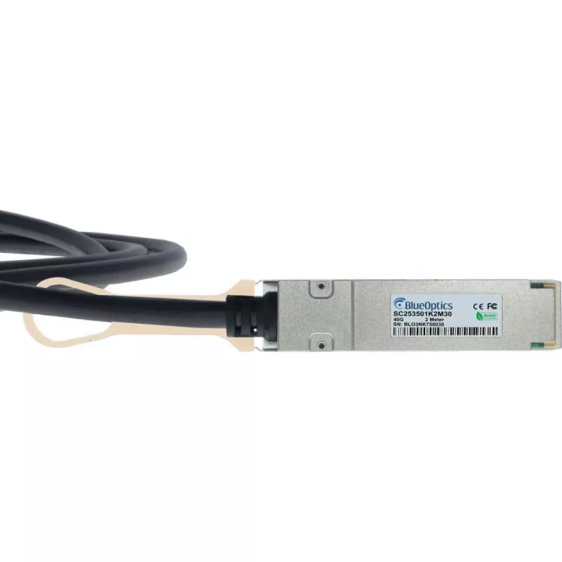 BlueLAN 40GBASE-CR4 QSFP na 4x10GBASE-CR SFP+ pasívny Direct Attach breakout kábel, 2 m, AWG30, kompatibilný s Dell 470-ABXQ 470-ABXQ-BL