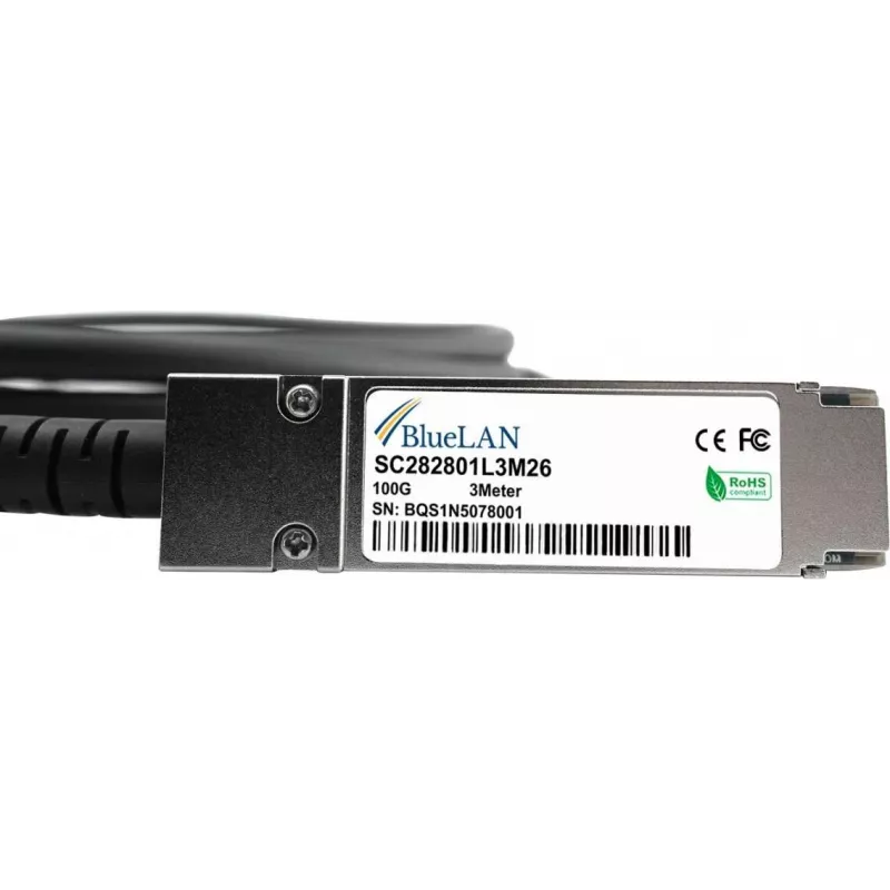 BLUELAN MCP1600-C001LZ-BL Kompatibilný NVIDIA QSFP28 Direct Attach kábel, 100GBASE-CR4, 1 m, 30AWG