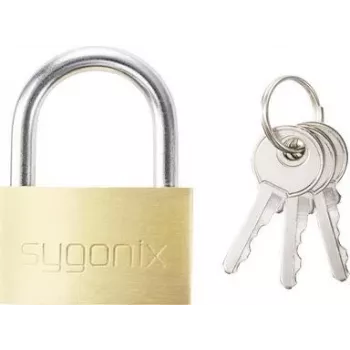 Sygonix SY-5045284 Visiaca zámka 39,8 mm rovnaký kľúč? Nie, rôzne kľúče zlato-žltá masívna mosadz s kaleným strmeňom