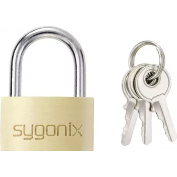 Sygonix SY-5045288 Mosadzná visiaca zámka 29,8 mm rovnaký kľúč? Nie, rôzne kľúče zlato-žltá