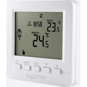 Sygonix rádiový priestorový termostat podomietkový s týždenným programom, 5-35°C, 868 MHz, 16A relé, biela (SY-4500820)