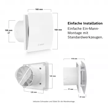 BOSCH F1500 DH 100 kúpeľňový odťahový ventilátor s dobehovou dobou DN 100 7738335626