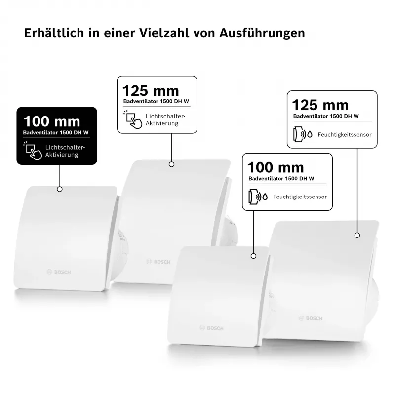 BOSCH F1500 DH 100 kúpeľňový odťahový ventilátor s dobehovou dobou DN 100 7738335626
