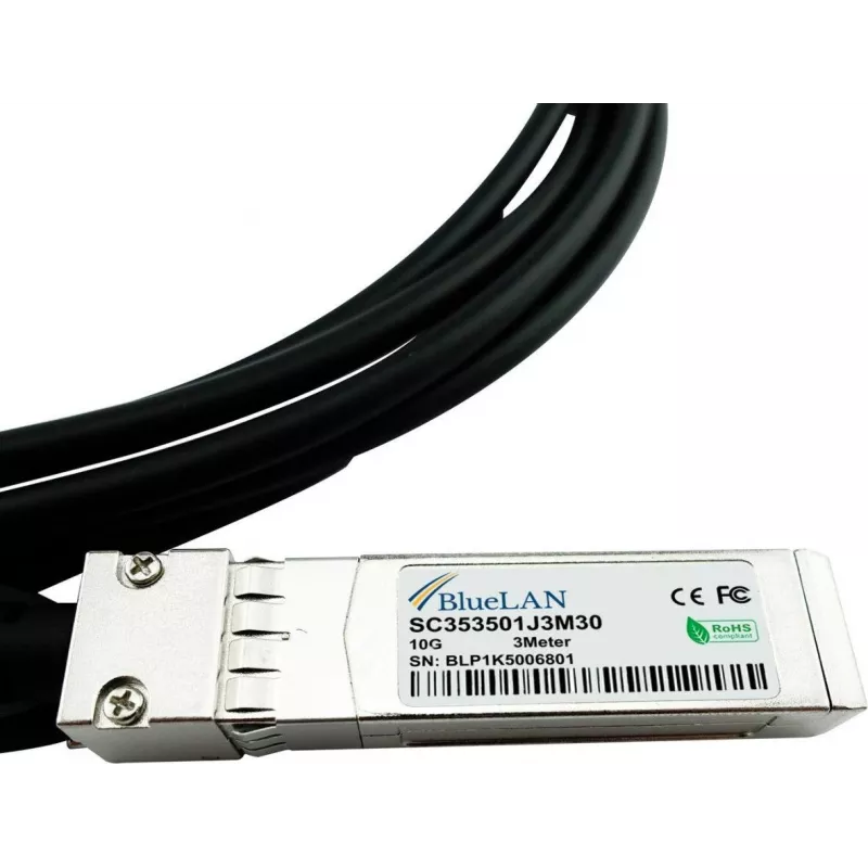 BlueOptics 02314NVE kompatibilný s BlueLAN DAC SFP+ Twinax kábel 3m pasívny 10GbE 02314NVE-BL