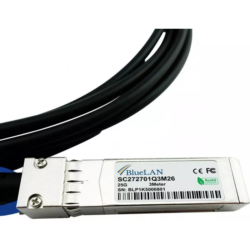 BlueLAN kompatibilný 25G SFP28 Direct Attach kábel, 0,5m, pasívny medený Twinax CBL-NTWK-1215-05M-G-BL