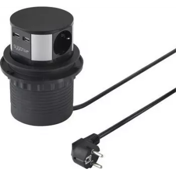 SYGONIX SY-4780156 zásuvková veža 8 AC zásuviek 2 USB-A 1 USB-C 1,5m kábel čierna/strieborná