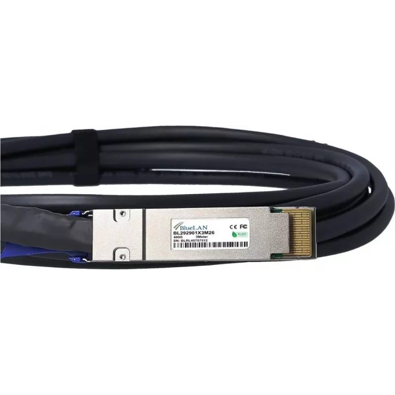 BlueLAN 400G QSFP-DD Direct Attach kábel, 26 AWG, 2m, NVIDIA kompatibilný