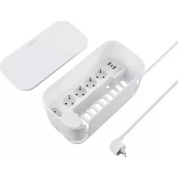 Sygonix SY-6118238 5-násobná Schuko predlžovacia zásuvka s prúdovou lištou, 1,5 m kábel, biela