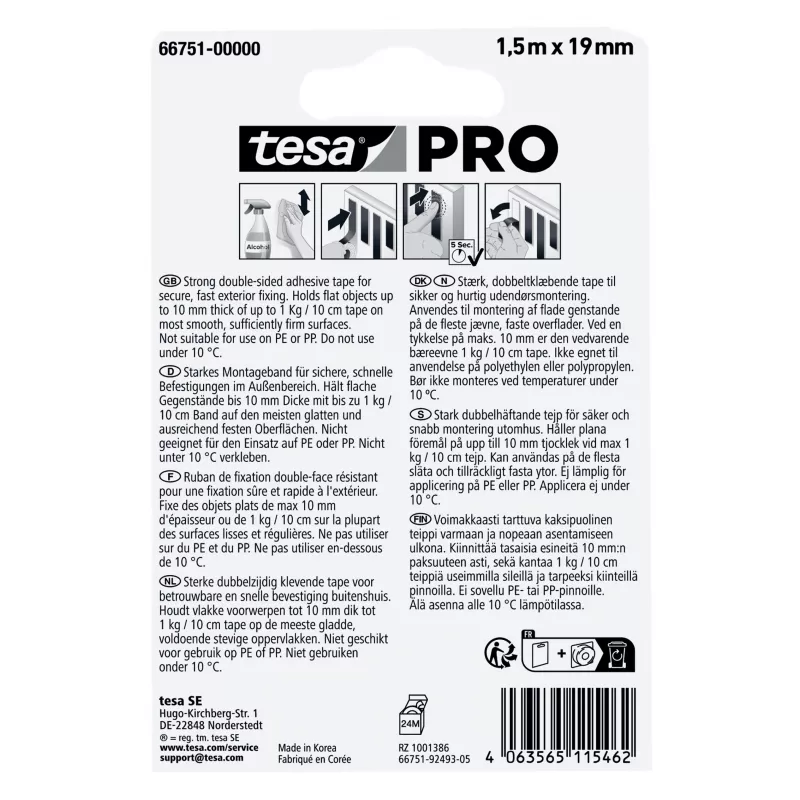 tesa Montage PRO Outdoor 66751-00000-00 transparentná montážna páska 1,5 m x 19 mm