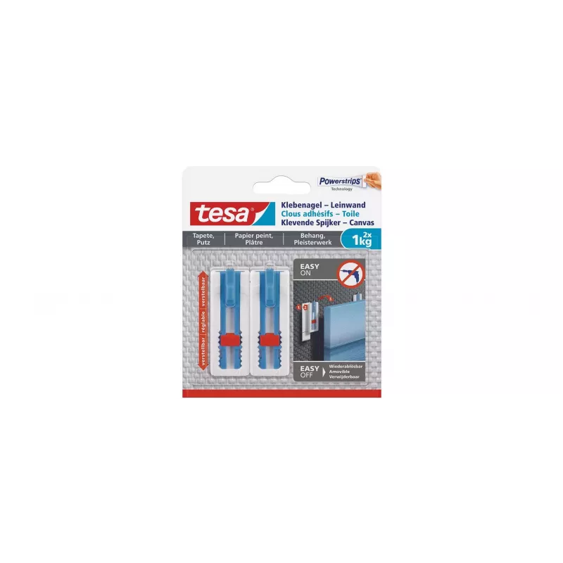 tesa 77778 lepiace klince pre tapety & omietky, 1 kg na klinec, biele, 6 kusov