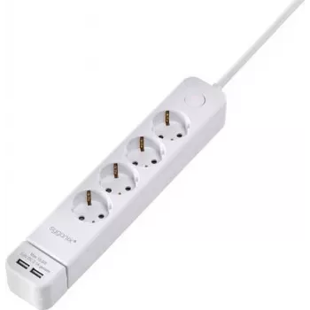 Sygonix SY-4535058 6-násobná zásuvková lišta s osvetleným hlavným vypínačom, 1,5 m kábel, biela