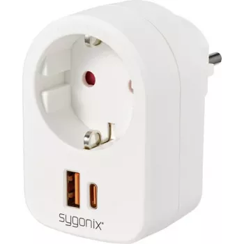 Sygonix SY-6713236 zásuvkový adaptér s 2 USB portmi, Type F, 3680 W, biela