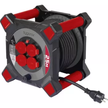 Sygonix SY-10236123 Káblový navijak 25m 4 zásuvky Schuko čierny
