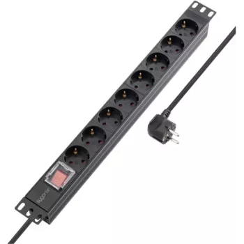 Sygonix SY-5799002 19 palcov 8-násobná Schuko racková zásuvková lišta, 1U, čierna