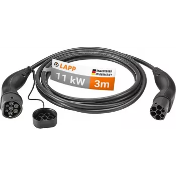 LAPP Type 2 EV nabíjací kábel Mode 3 11 kW 3-fázový 16 A 3 m čierny 75747