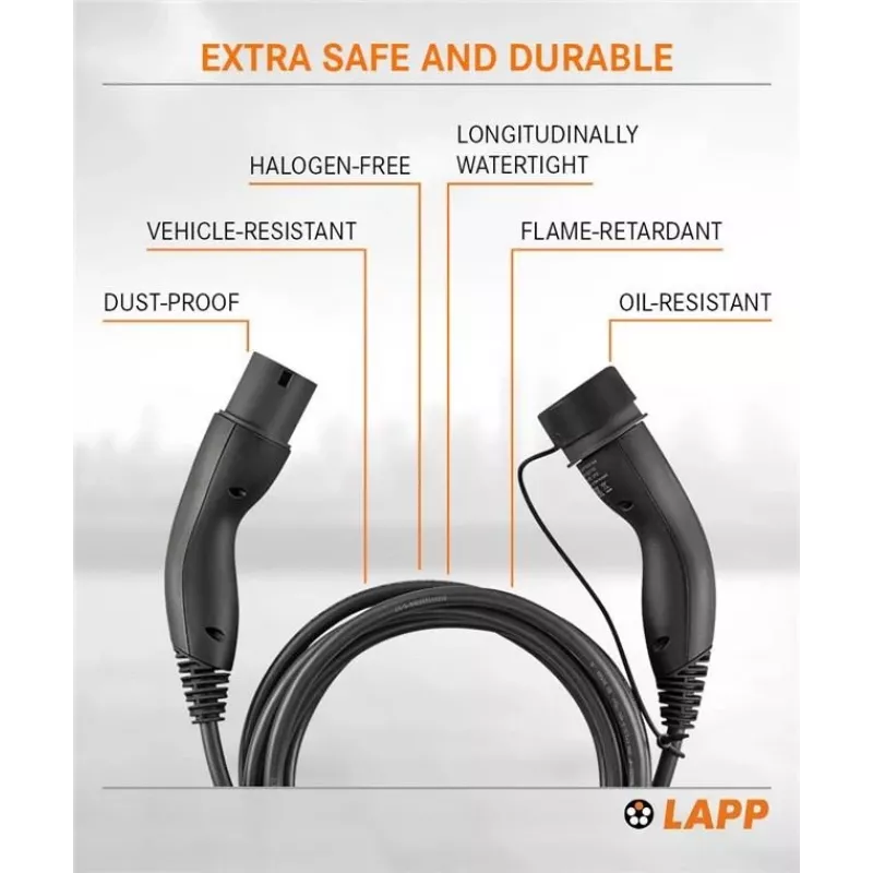LAPP Type 2 EV nabíjací kábel Mode 3 11 kW 3-fázový 16 A 3 m čierny 75747