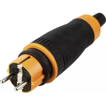 Sygonix SY-6618478 Schuko ochranná vidlica TPE PC 250 V/AC čierna oranžová IP44