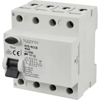 Sygonix SY-6438018 prúdový chránič (RCCB) 4-pólový typ A 40A 30mA 10kA 400V AC