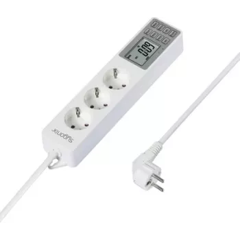 Sygonix SY-4675078 predlžovacia zásuvka s digitálnym časovačom, 3 Schuko zásuvky, 1,5 m kábel, biela