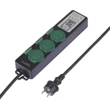 Sygonix SY-6786454 záhradná zásuvka s mechanickým časovým spínačom, 3-násobná, IP44 ochrana proti striekajúcej vode, 3680 W, čierna/zelená