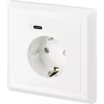 SYGONIX SY-5238674 Podomietková zásuvka s 2 USB-A portami, Schuko, biela
